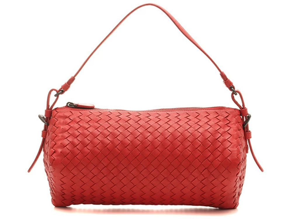 BOTTEGA VENETA Intrecciato Handbag Red Leather